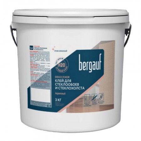 Клей акриловый BERGAUF Deko Fixer для стеклообоев и стеклохолста 3 кг Клей акриловый BERGAUF Deko Fixer для стеклообоев и стеклохолста 3 кг