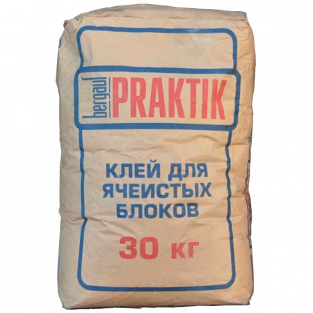 Клей для ячеистых блоков BERGAUF Praktik Winter 30 кг Клей для ячеистых блоков BERGAUF Praktik Winter 30 кг