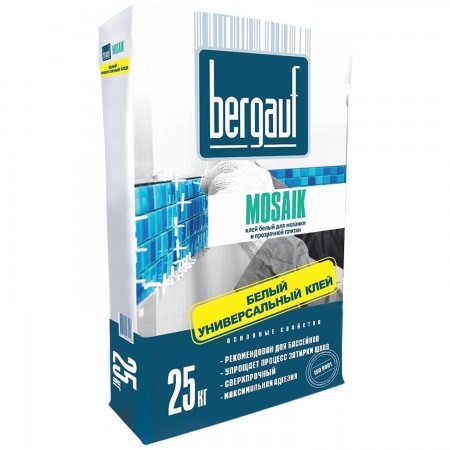 Клей для мозаики и плитки BERGAUF Mosaik белый 25 кг Клей для мозаики и плитки BERGAUF Mosaik белый 25 кг