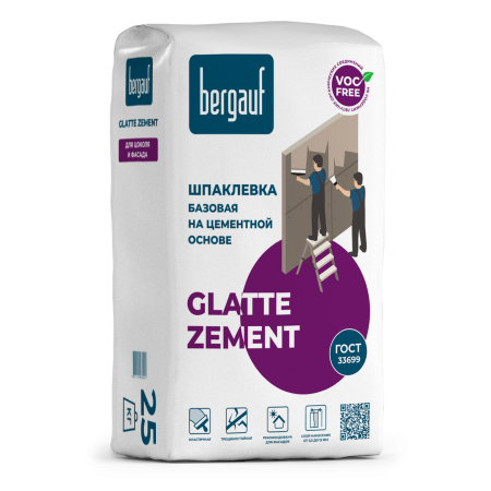 Шпатлевка цементная BERGAUF Glatte Zement 25 кг Шпатлевка цементная BERGAUF Glatte Zement 25 кг