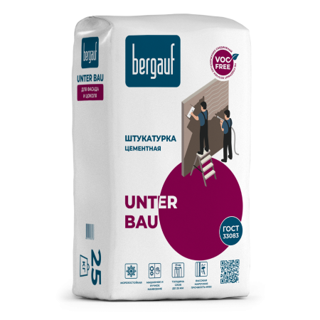 Штукатурка цементная BERGAUF Unter Bau 25 кг Штукатурка цементная BERGAUF Unter Bau 25 кг